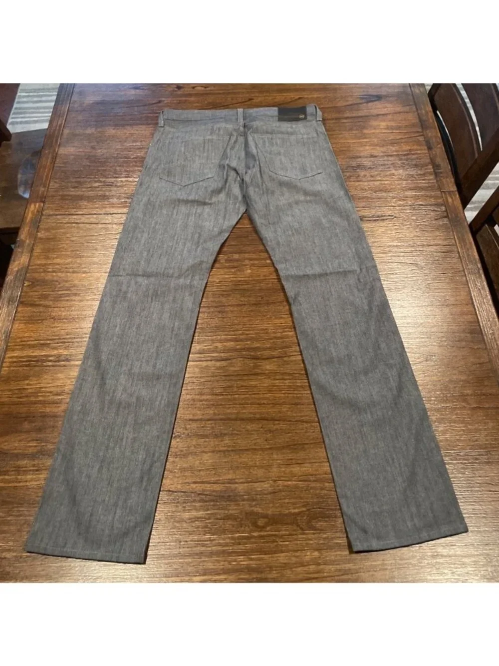 AG Matchbox Slim Straight Pant 32x34.5 Navy Gray Herringbone Office Work Stretch